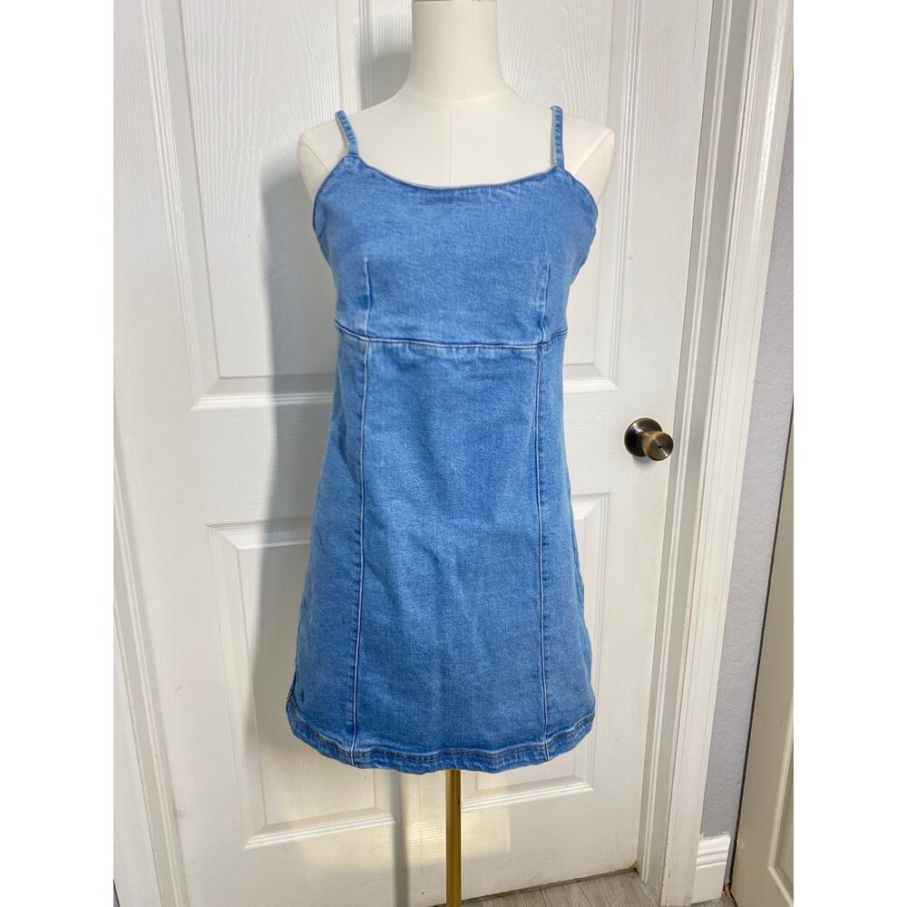 Lone Star Blue Mini Denim Dress Sz M Boho Western Festival Cowgirl